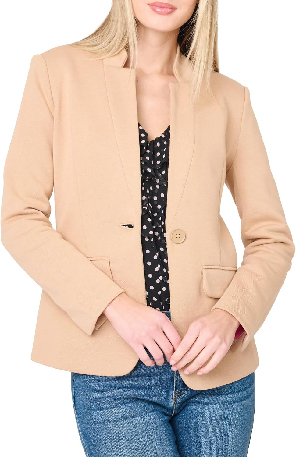 GIBSONLOOK Women Notch Collar Blazer, Open Front Knit Jacket for Office, Business Casual Outfit for Women | Amazon (US)