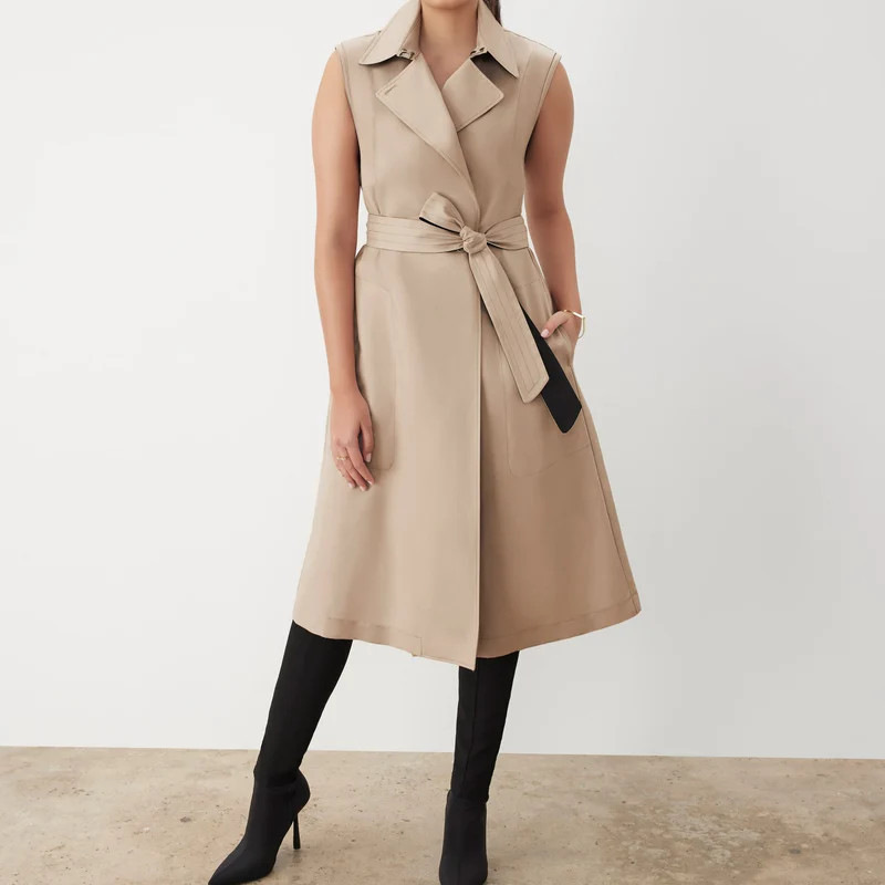 GSTQ Sleeveless Trench Coat - Brown - L | Verishop