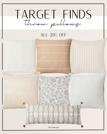 Target throw pillows 20% 

Neutral throw pillows | neutral accent pillows | neutral bedding | white throw pillow | cream throw pillow | tan throw pillow | khaki throw pillow | waffle throw pillow | pillow with tassels | floral pillow | blue throw pillow | floral lumbar pillow | striped accent pillow

#Targetfinds

#LTKsalealert #LTKhome #LTKfindsunder50