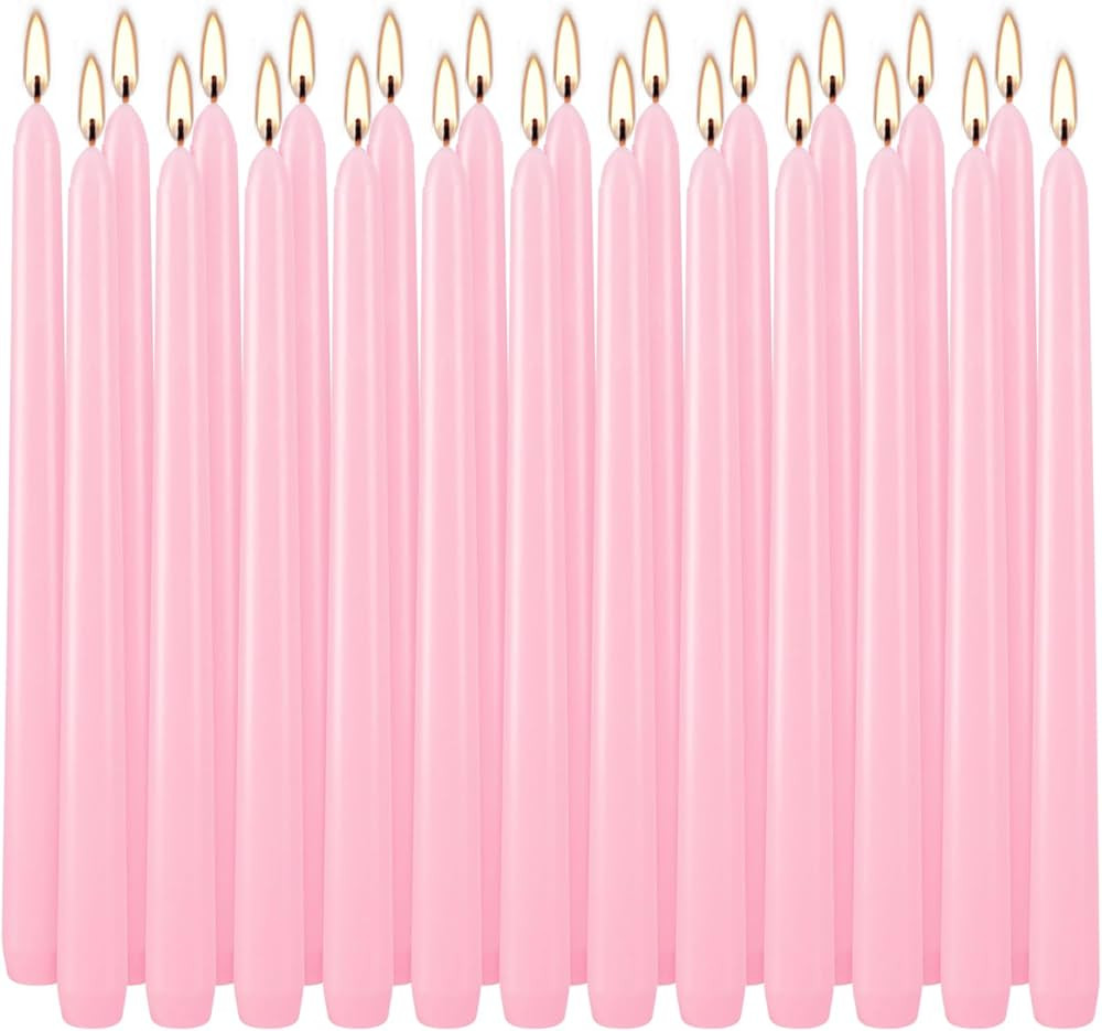 10 Inch Pink Taper Candles Set of 24, Dripless and Unscented Candle Sticks for Dinner, Shabbat, H... | Amazon (US)