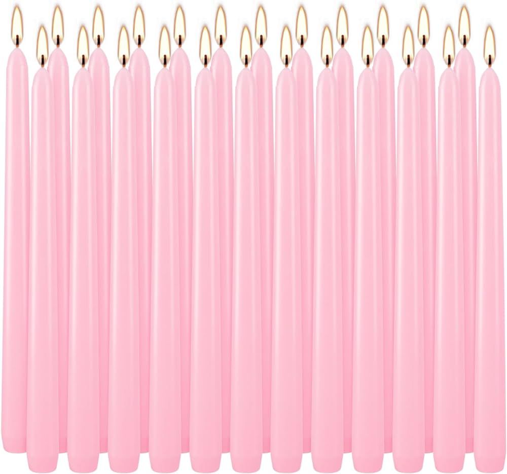 10 Inch Pink Taper Candles Set of 24, Dripless and Unscented Candle Sticks for Dinner, Shabbat, H... | Amazon (US)