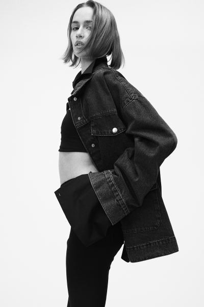 Denim Shacket - Black/washed - Ladies | H&M US | H&M (US + CA)