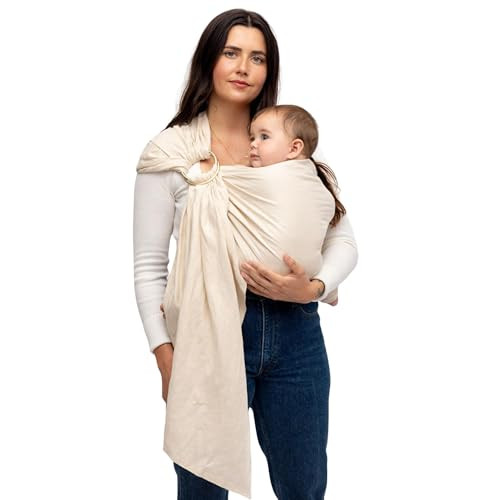 WildBird - Ring Sling Baby Carrier - 0-36 Months (up to 35 lbs) - Standard (74") Sparrow & Rose Gold Ring - Front, Hip or Back Carry - Adjustable Fit - Natural Linen - Baby Essentials - New Mom Gifts | Amazon (US)