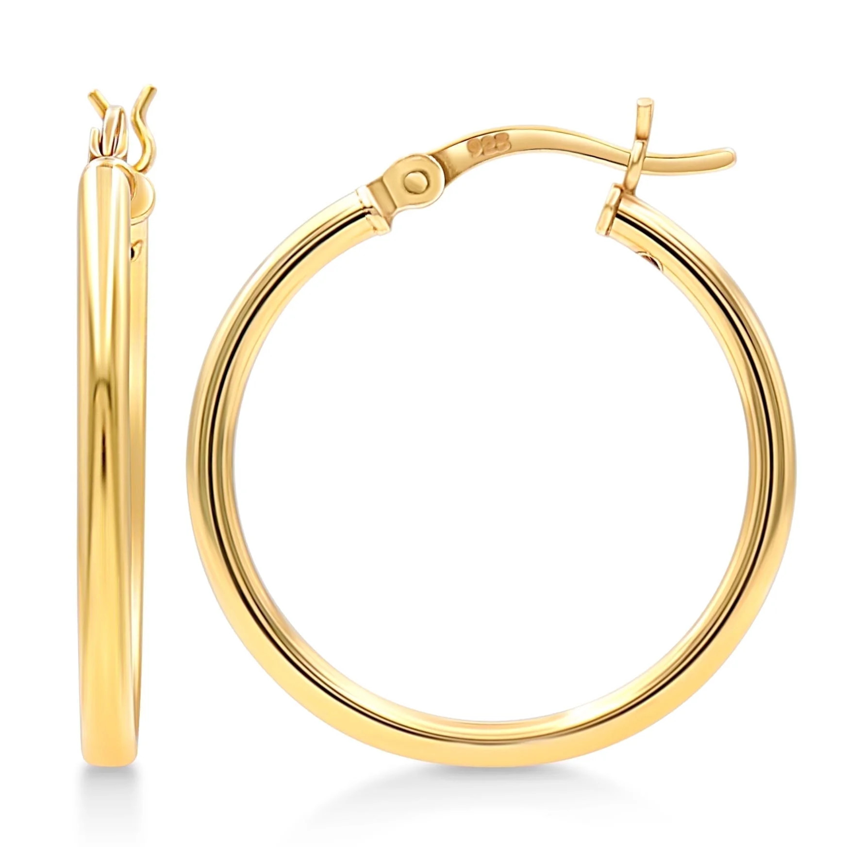 Kezef Gold Plated Sterling Silver 2mm Hoop Earrings - 25mm (1"") Diameter | Walmart (US)