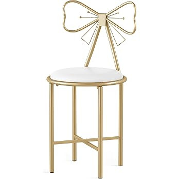 Wisfor White Vanity Chair with Bow, Cute Makeup Dressing Chairs for Bedroom, 1 Pack | Amazon (US)