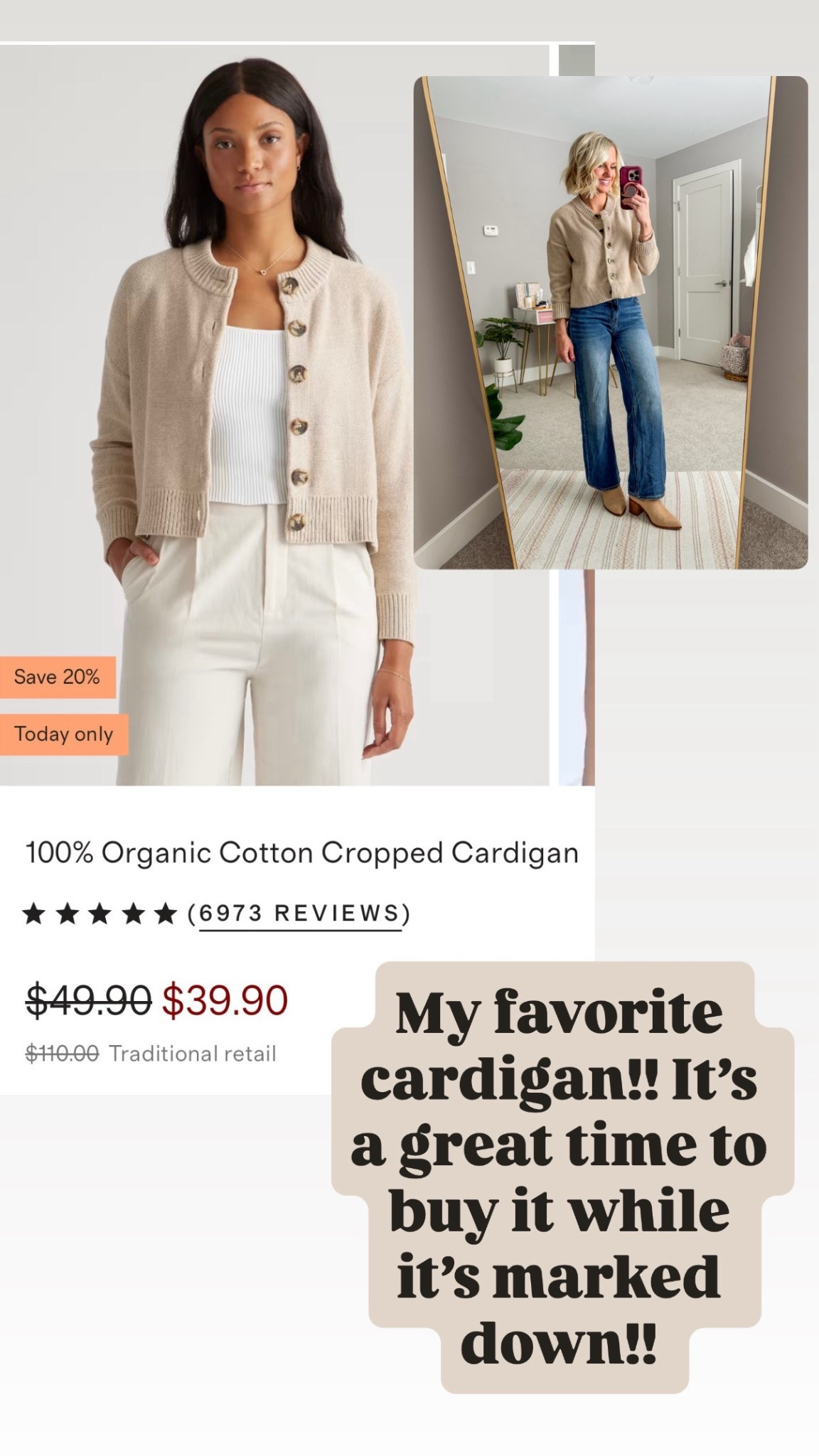 My favorite cardigan from @onequince is marked down! 

#LTKSeasonal #LTKSaleAlert #LTKFindsUnder50