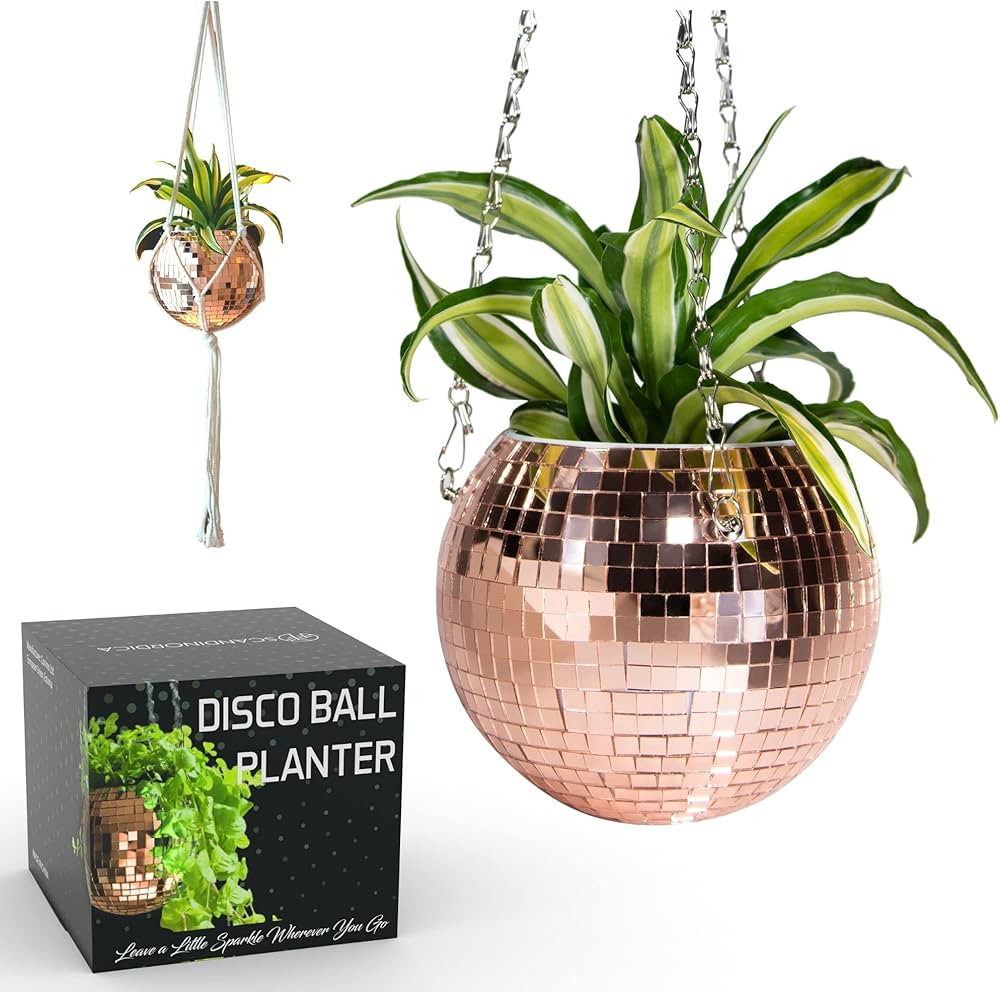 SCANDINORDICA Disco Ball Planter – Disco Ball Plant Hanger, Mirror Disco Planter with Chain and... | Amazon (US)