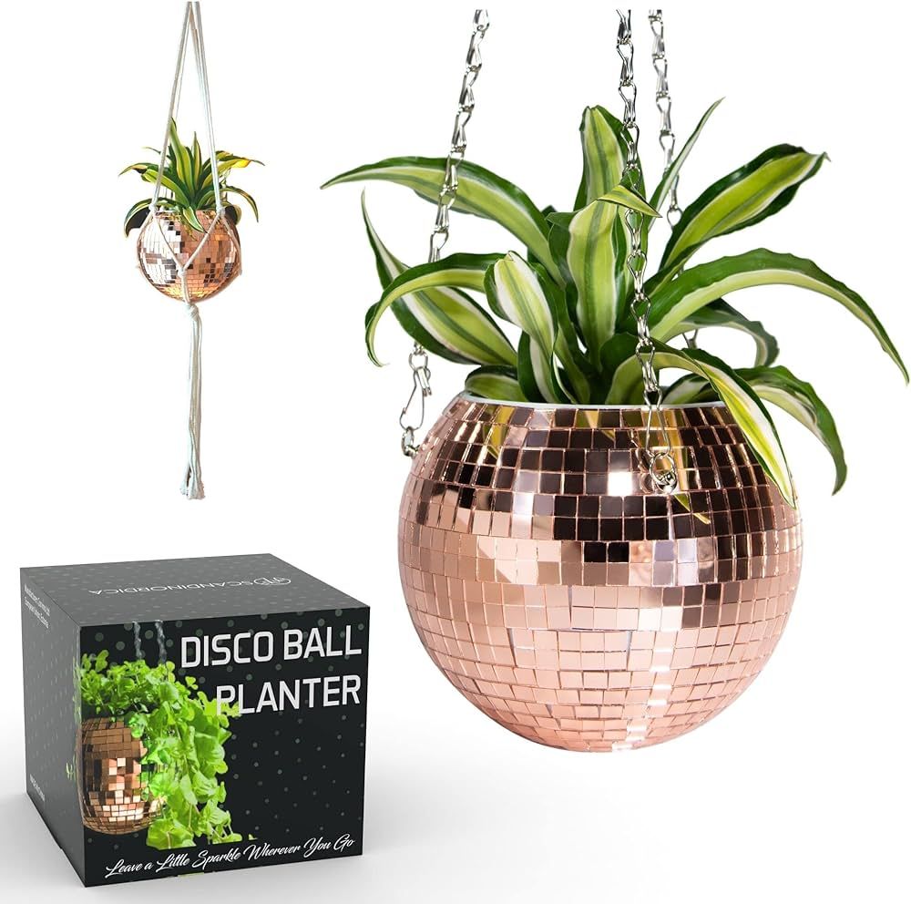 SCANDINORDICA Disco Ball Planter – Disco Ball Plant Hanger, Mirror Disco Planter with Chain and... | Amazon (US)