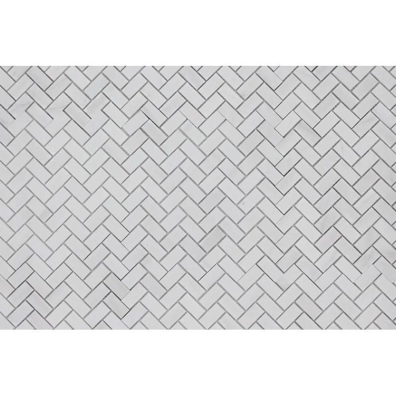 Herringbone 1" x 2" Marble Mosaic Floor Tile | Wayfair North America