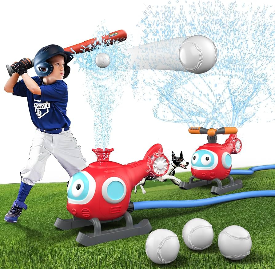 2 in 1 Outdoor Water Sprinkler Baseball for Kids, Backyard Summer Water Sprinkler Toy for Toddler... | Amazon (US)