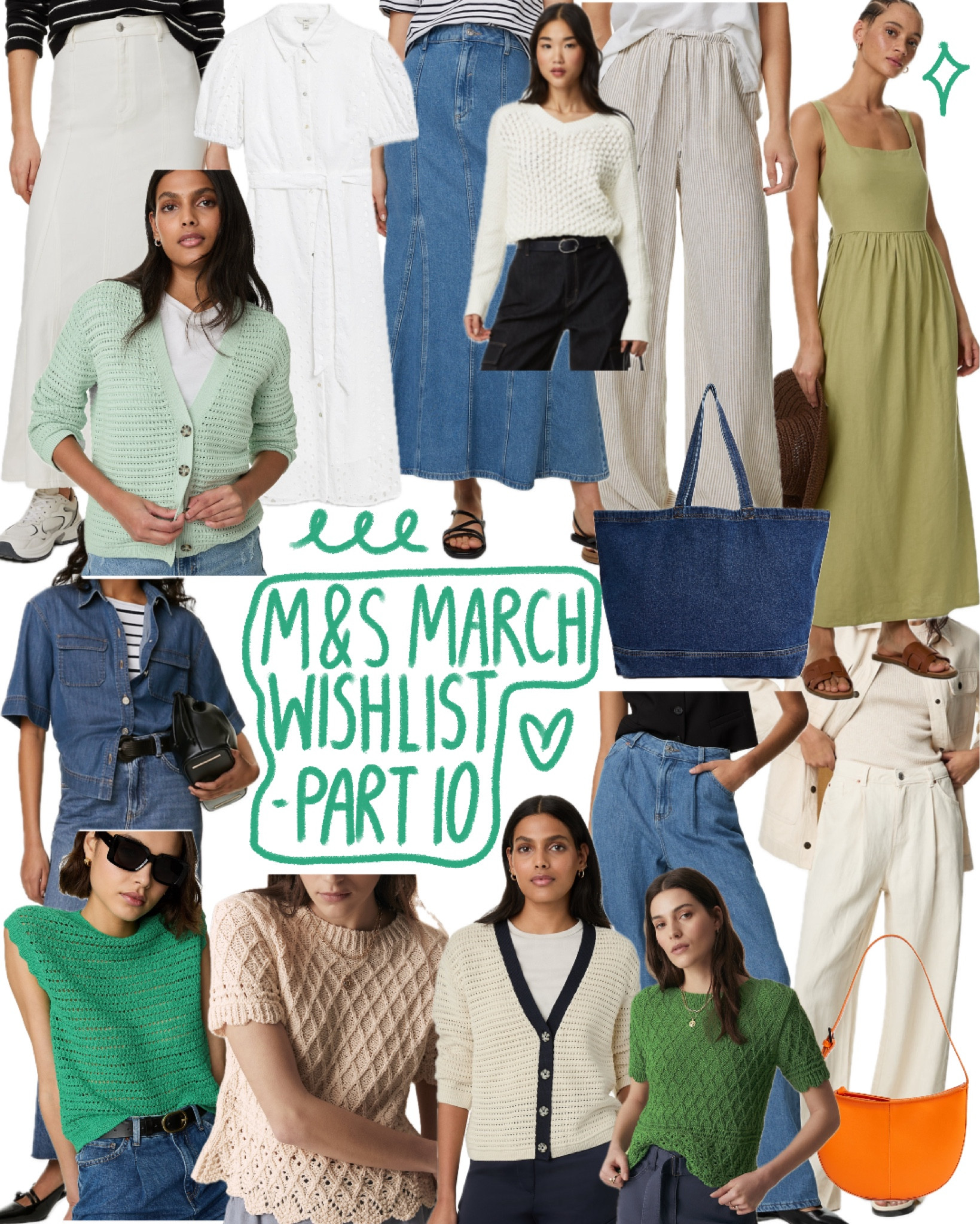 M&S March Wishlist Part 10!
Some gorgeous outfits for summer brunches, holidays and work wear. Spring knitwear, denim skirts, denim shirts, linen trousers, spring bags 💚

#LTKworkwear #LTKstyletip #LTKfindsunder100