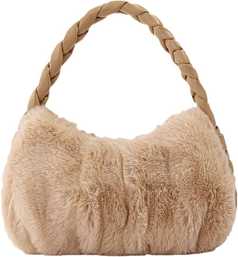 Women Fluffy Tote Bag Plush Cute Purses Small Faux Furry Purse Tote Handbags Mini Bag For Autumn ... | Amazon (US)