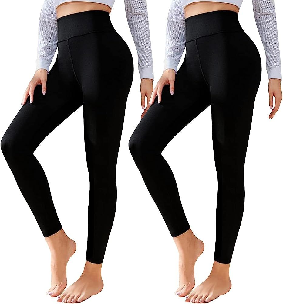 CTHH 2 Pack Leggings for Women-Buttery Soft High Waisted Tummy Control Workout Running Black Tights  | Amazon (US)
