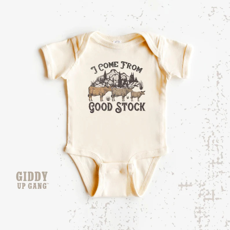 Baby Shower Gift for Rancher, I Come from Good Stock Natural Onesies® Brand, Farm Baby Onesies®... | Etsy (US)