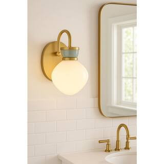 Lucy 6.0 in. 1 Light Lacquered Brass Vanity Light | The Home Depot