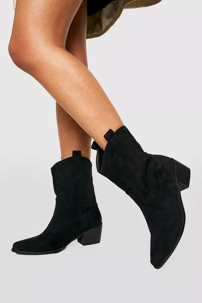 Embroidered Western Cowboy Boots | Boohoo.com (UK & IE)