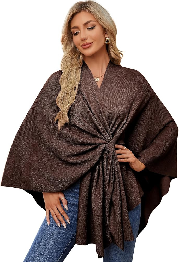 PULI Women's Elegant Shawl Wraps Soft Open Front Poncho Sweater for Spring Fall Winter | Amazon (US)