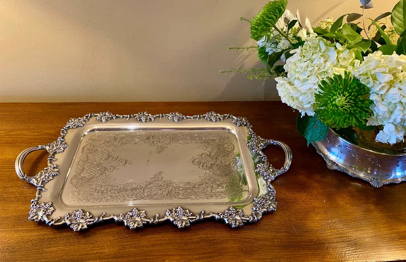 Vintage Old English Reproduction Silver Plate on Copper Tray - Etsy | Etsy (US)