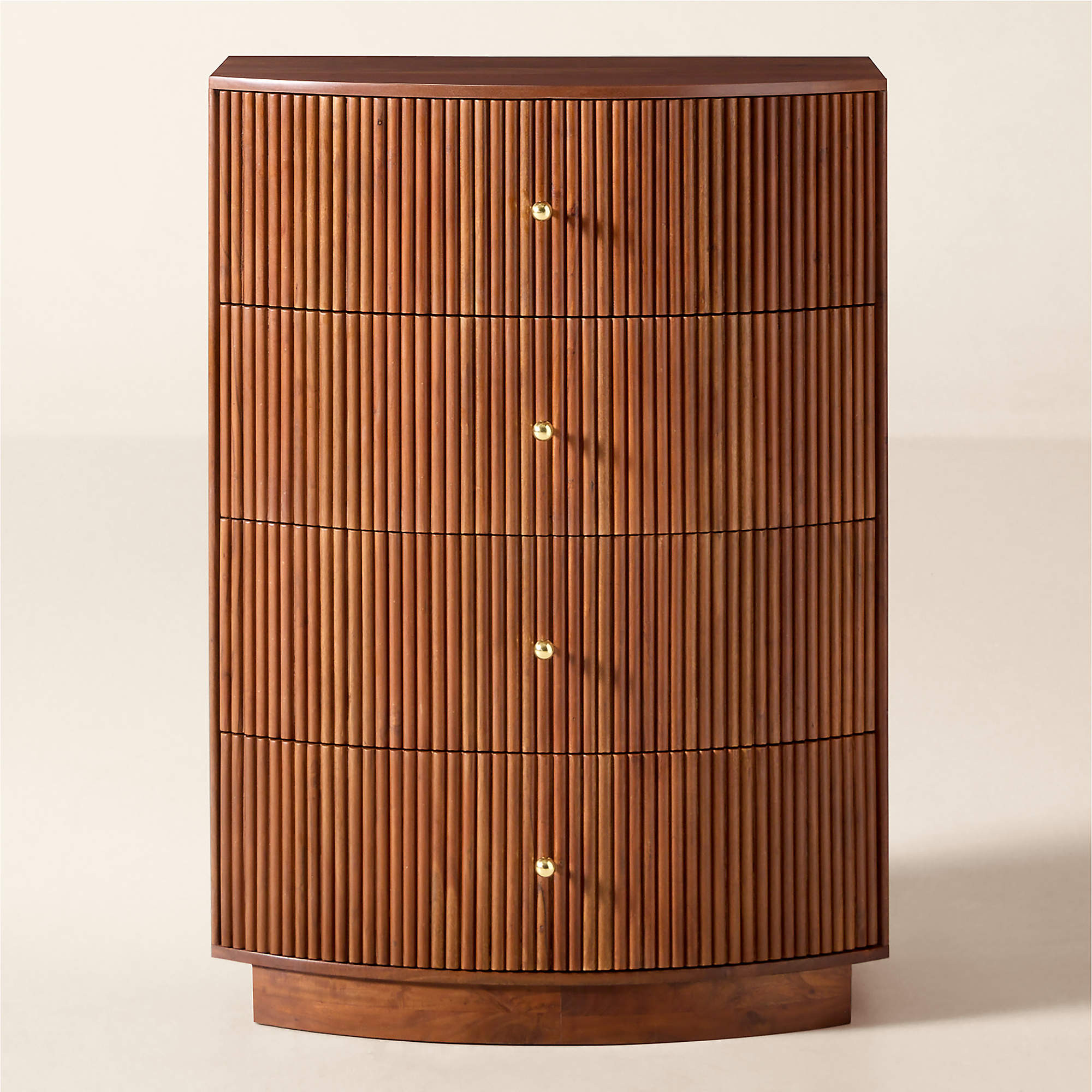 Cameo 33" Fluted Acacia 4-Drawer Tall Dresser + Reviews | CB2 | CB2