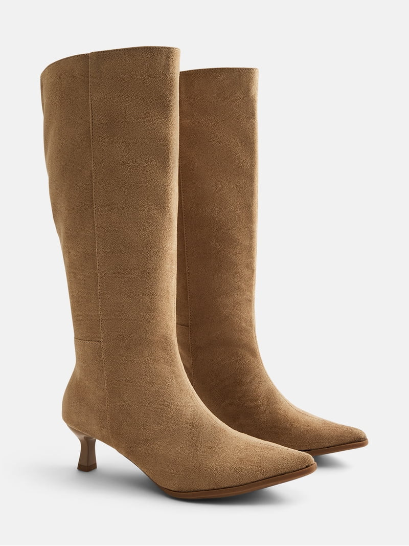 No Boundaries Women\u2019s Kitten Heel Tall Boots | Walmart (US)
