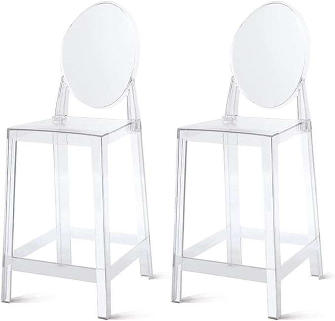 2xhome Set of Two (2) - Clear - 25" Seat Height Barstool Modern Ghost Side Bar Stool Counter Stoo... | Amazon (US)