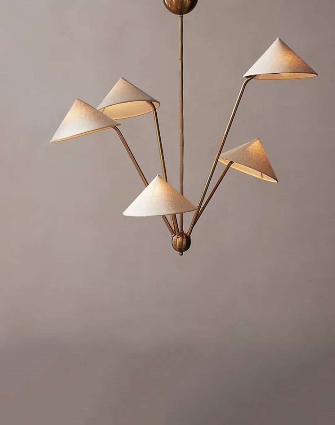 5 Light Art Deco Raw Brass Chandelier Light Fixture - Etsy | Etsy (US)