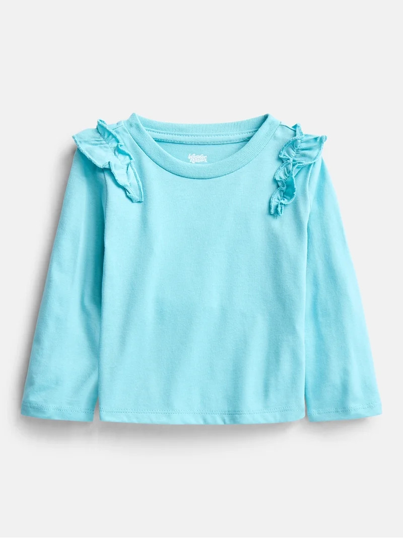 Wonder Nation Baby and Toddler Girls' Tee with Long Flutter Sleeves, Sizes 0M-5T | Walmart (US)