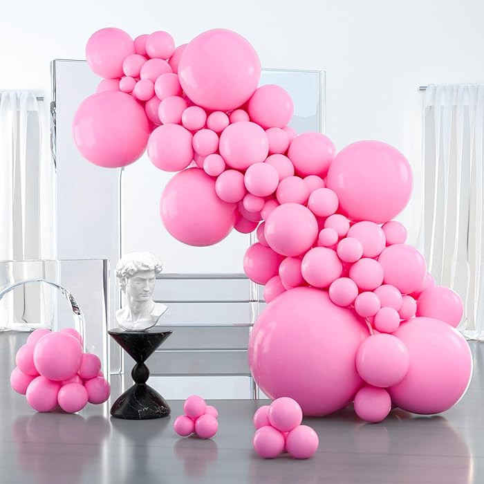 PartyWoo Pink Balloons 127 pcs Different Sizes of 36 18 12 10 5 Inch Matte Pink Balloon Arch Kit ... | Amazon (US)