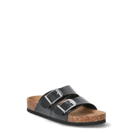 Time and Tru Women s Footbed Slide Sandals Wide-Width Available | Walmart (US)