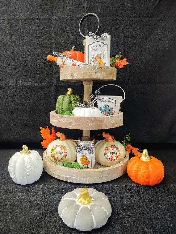 Fall Tiered Tray Pumpkin Decor Fall Tier Tray Decor | Etsy | Etsy (US)