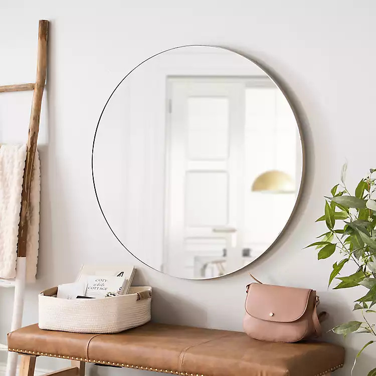 Round Thin Champagne Frame Wall Mirror | Kirkland's Home