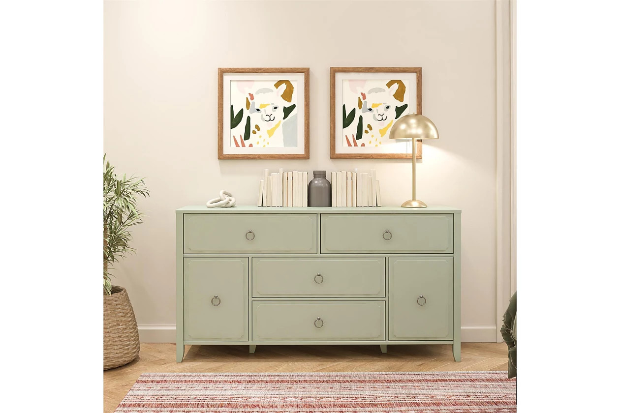 Novogratz Novogratz Her Majesty 4 Drawer/2 Door Wide Dresser, Pale Green | Ashley Homestore
