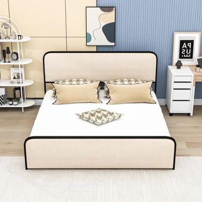 Metal Platform Bed with Upholstered Headboard | Wayfair North America