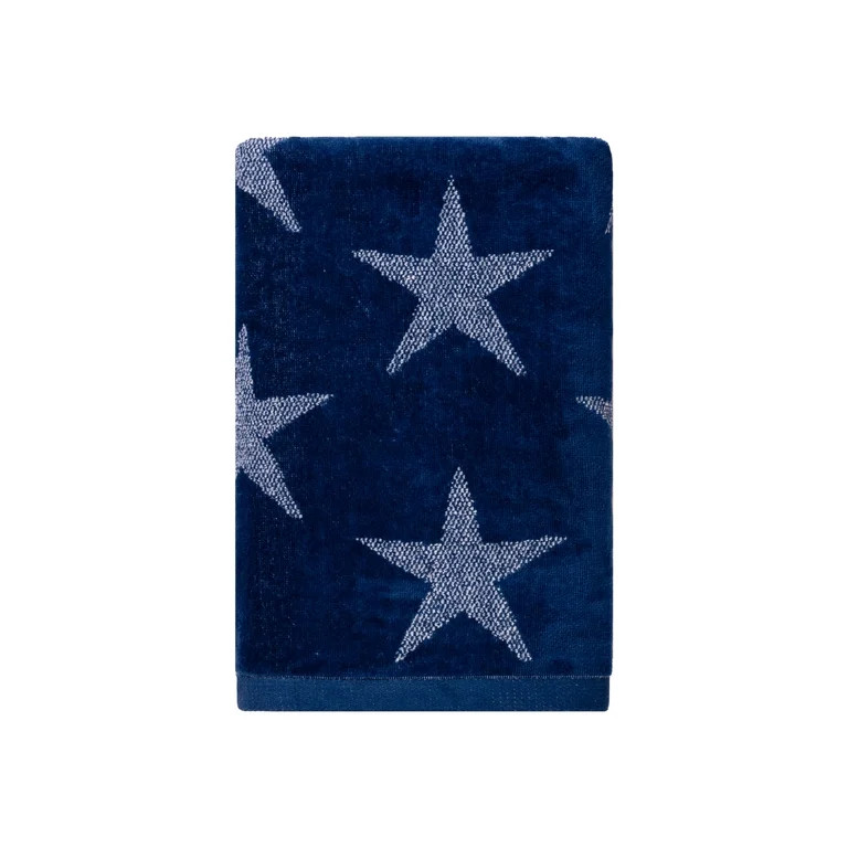 Mainstays Patriotic Cotton Blend Beach Towel, 36 x 72 in, Navy Blue Star | Walmart (US)