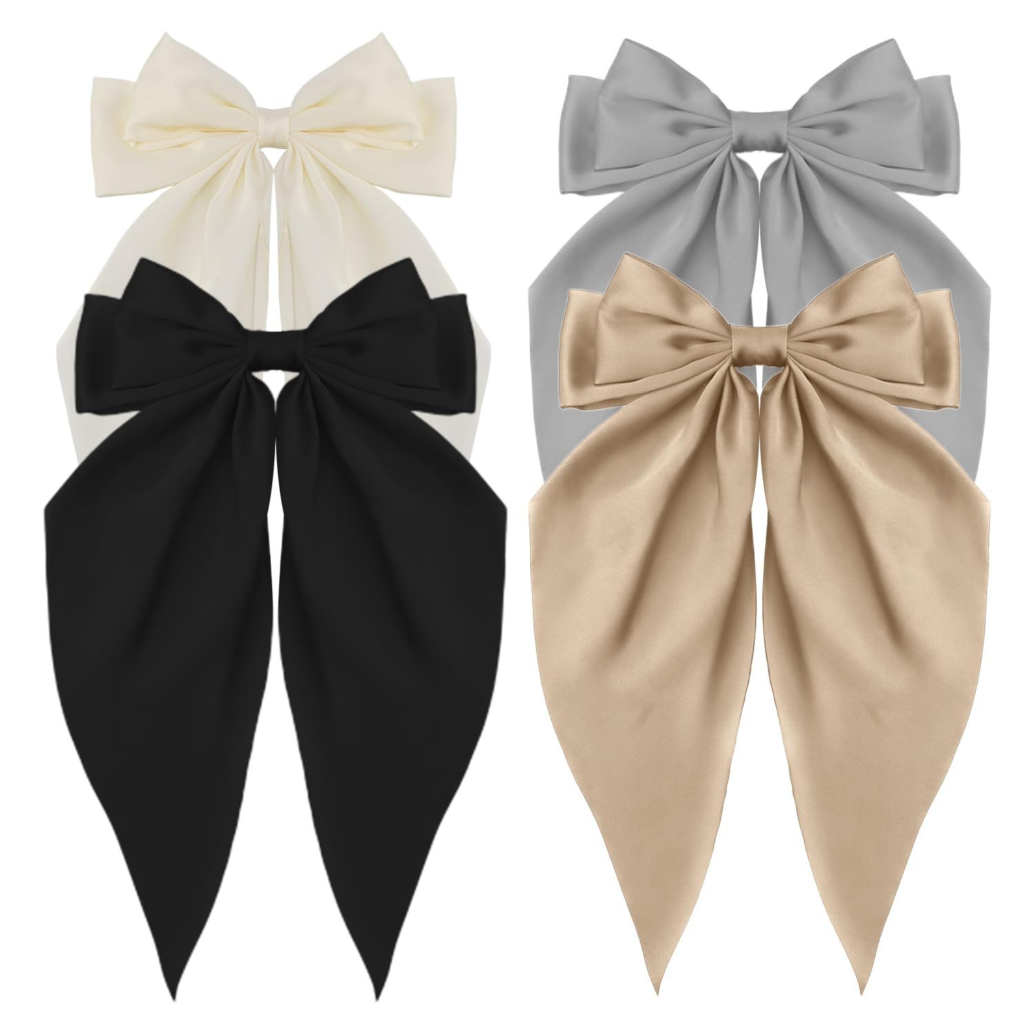 Oversized Long Tail Hair Accessories - Silky Satin Bowknot Barrettes with Metal Clips for Women i... | Amazon (US)