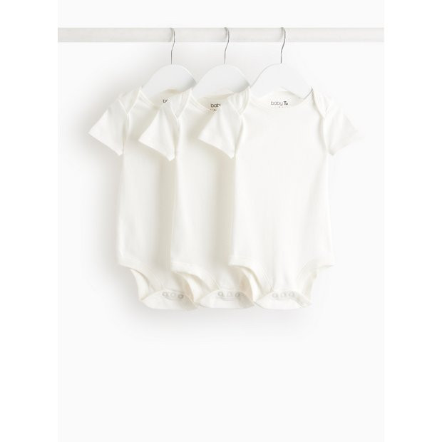 Buy White Short Sleeve Bodysuit 3 Pack  Up to 3 mths | Bodysuits and vests | Argos | argos.co.uk