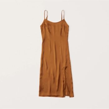 Side Slit Slip Midi Dress | Abercrombie & Fitch (US)