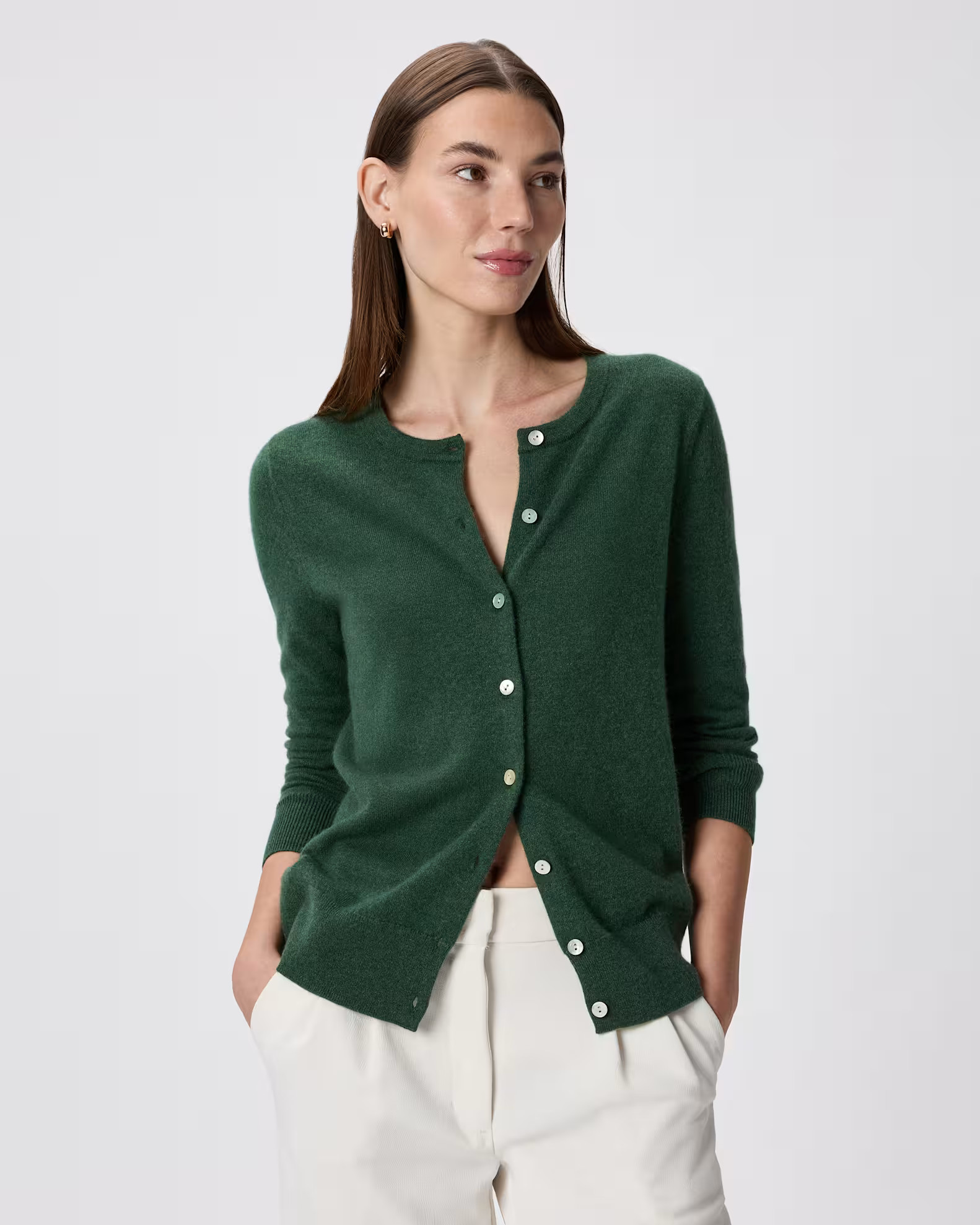 Mongolian Cashmere Cardigan Sweater | Quince in Forest Floor Green | Quince