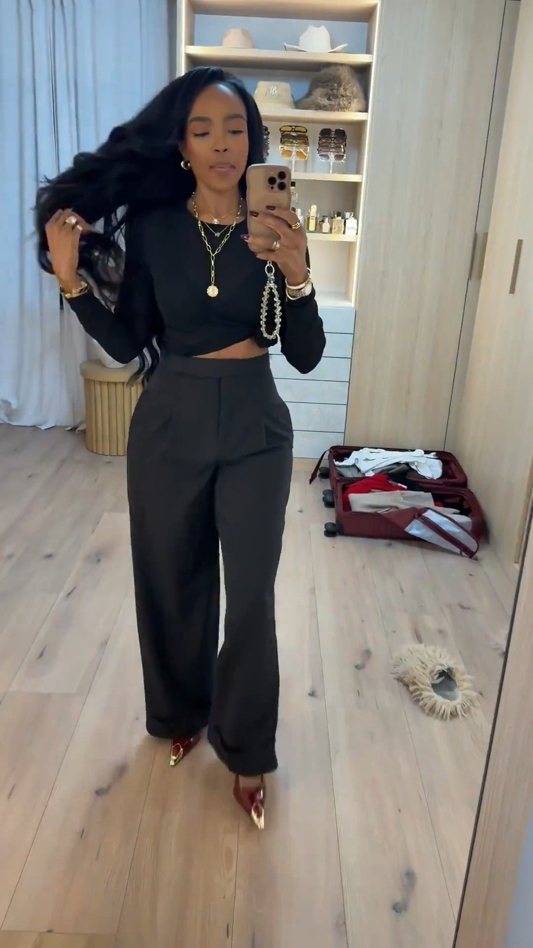 Sleek, confident, and effortlessly polished — this all-black look is one of those outfits you’ll reach for on repeat. Clean lines with just enough edge to elevate it beyond basic.

Perfect for dinner plans, date night, or an elevated everyday moment when you want to feel put together without overthinking it.

📏 Sizing:
Top: Small  
Pants: 27 Long  
Height: 5'4" | 138 lbs | 34D | 27" waist | 40" hips

This is the kind of outfit that works styled multiple ways — add heels and bold jewelry for night, or keep it minimal for daytime. Cost per wear drops fast with pieces this versatile.

Save this post to revisit later and shop everything linked.

Follow me on Instagram and YouTube @kirasfashionfinds