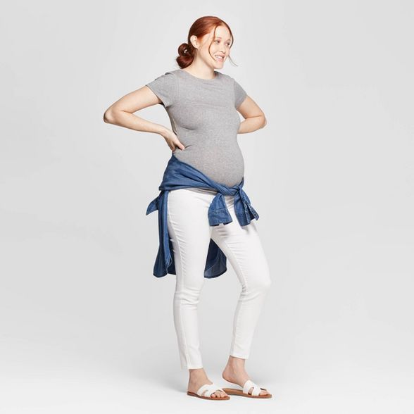 Maternity Crossover Panel White Skinny Jeans - Isabel Maternity by Ingrid & Isabel™ White | Target