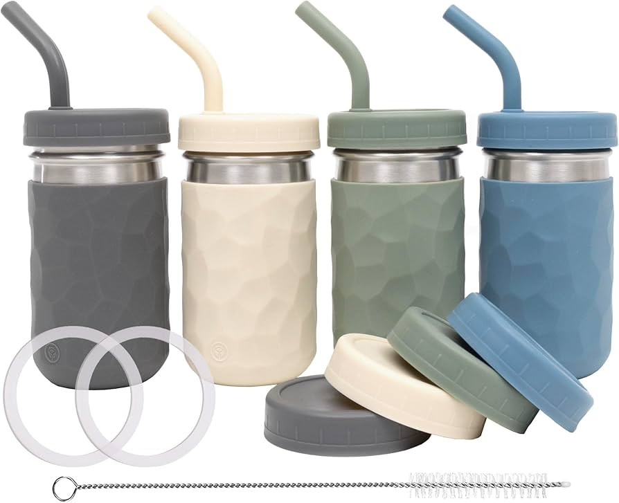 WeeSprout 2-in-1 Drinking Cups for Kids, Durable Stainless Steel Tumbler for Smoothies, Silicone ... | Amazon (US)