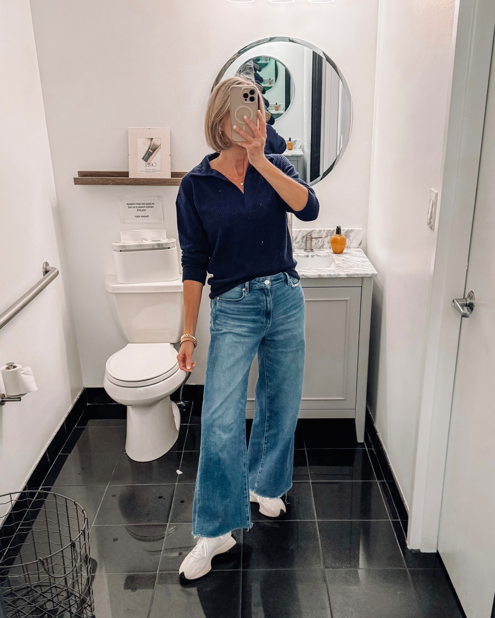 Easy fall outfit I’ll be wearing on repeat 🤍

This waffle knit sweater from Loft is one of those perfect throw-on pieces — lightweight, comfy, and the collar gives it a slightly elevated feel. Paired it with these super soft wide leg jeans with a cute raw hem that feel amazing on but are definitely a little bit of a splurge… worth it if you love a good everyday denim though. Also linked a similar option 

Finished it with neutral sneakers for an easy, casual look. 

#LTKOver40 #LTKootd #LTKSaleAlert