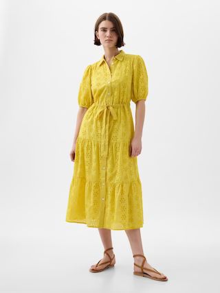 Eyelet Tiered Midi Dress | Gap (US)