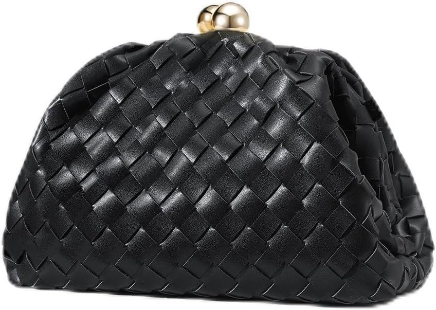 Gold Clutch Purses for Women, Woven Evening Handbags, Formal Dumpling Bag | Amazon (US)