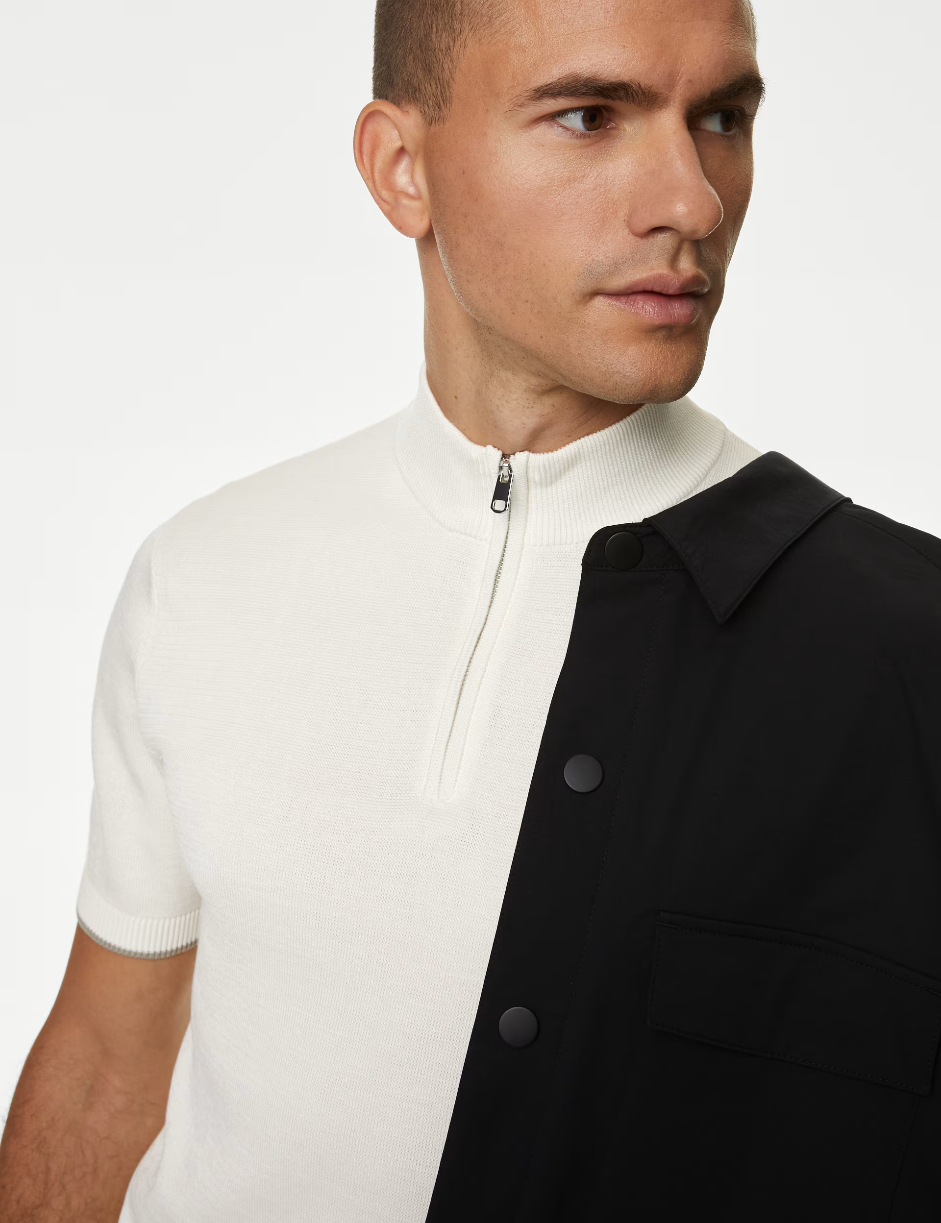 Pure Cotton Half Zip Knitted Polo Shirt | Marks & Spencer (UK)