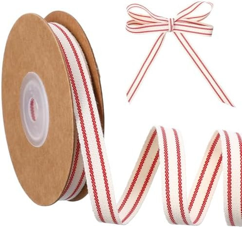 1 Roll Plaid Ribbon, Red Gingham Ribbon Striped Fabric Cotton Ribbons 3/8 Ribbons Woven Edge for ... | Amazon (US)