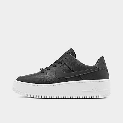 Nike Women's Air Force 1 Sage XX Low Casual Shoes in Black/Black Size 6.5 Leather/Suede | Finish Line (US)