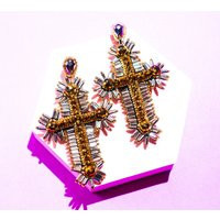 Silver & Gold Spiked Cross Earrings, True Faith Earrings, Gothic Earrings Jewellery | Etsy (US)