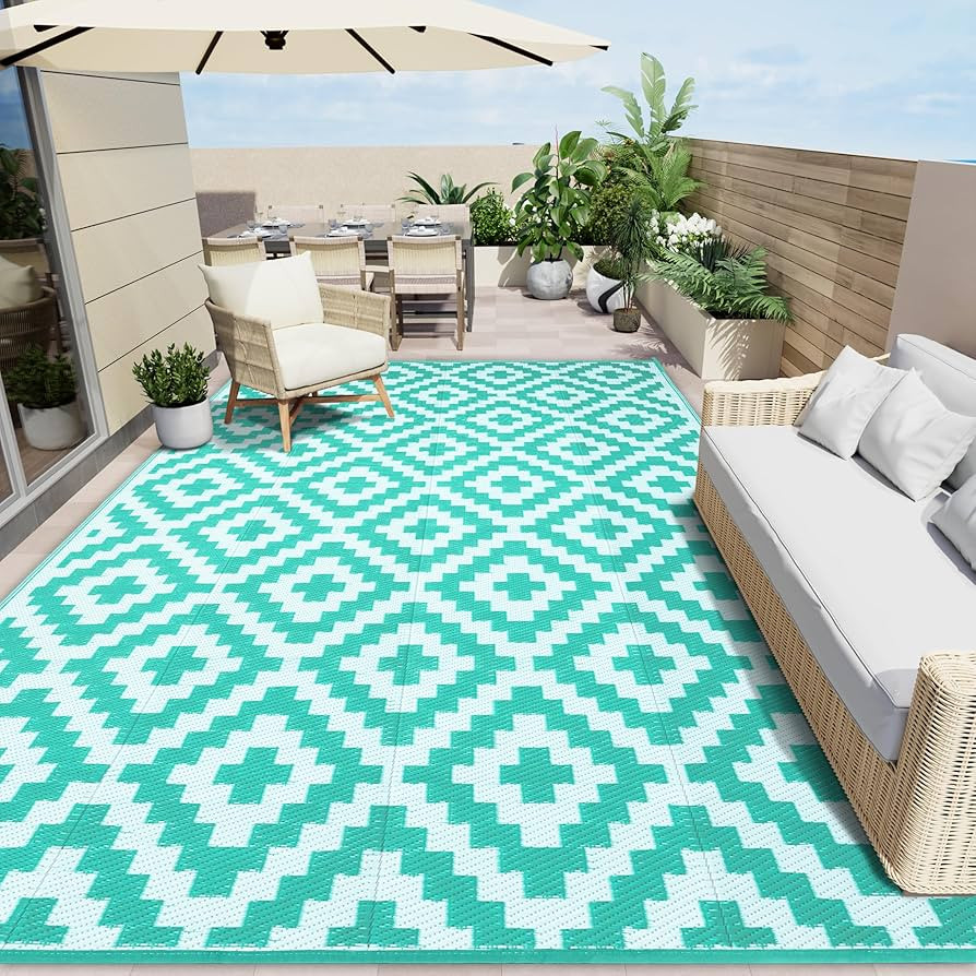 OLANLY Waterproof Outdoor Rug 9x18 ft, Outdoor Plastic Straw Rug for Camping, RV Mat Outside, Out... | Amazon (US)