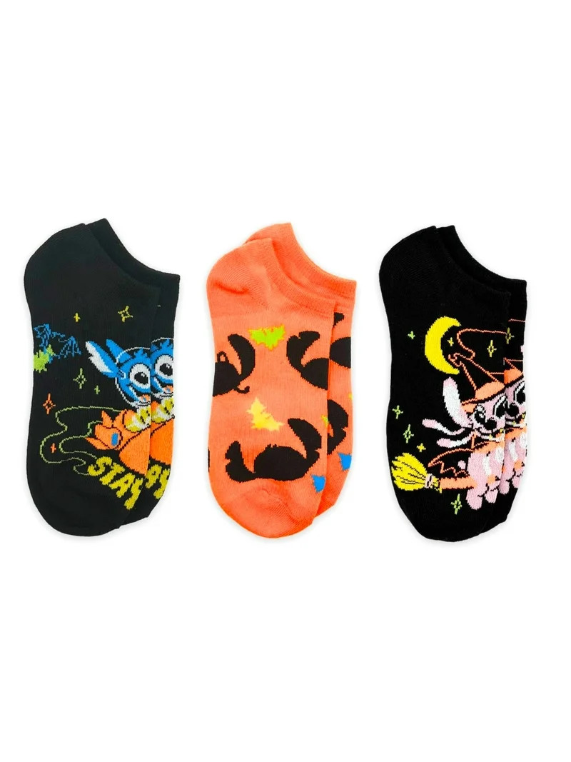 Disney Stitch Women's Halloween No-Show Socks, 3-Pack, Size 4-10 - Walmart.com | Walmart (US)